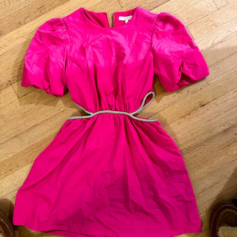 Pink wayf side cut off dress